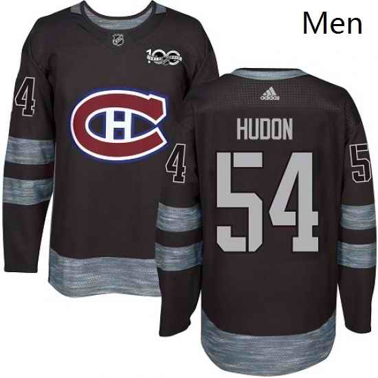 Mens Adidas Montreal Canadiens 54 Charles Hudon Authentic Black 1917 2017 100th Anniversary NHL Jersey